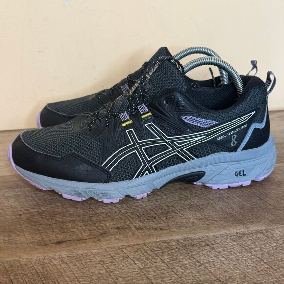 Asics Womens Gel Venture 8 1012A706 Black Running Shoes Sneakers Size 10.5 Wide - Picture 1 of 8